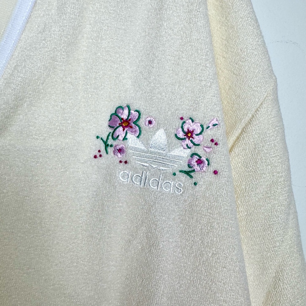 Adidas Originals Butter Yellow Terry Cloth Cardigan XL NEW - Picture 6 of 10